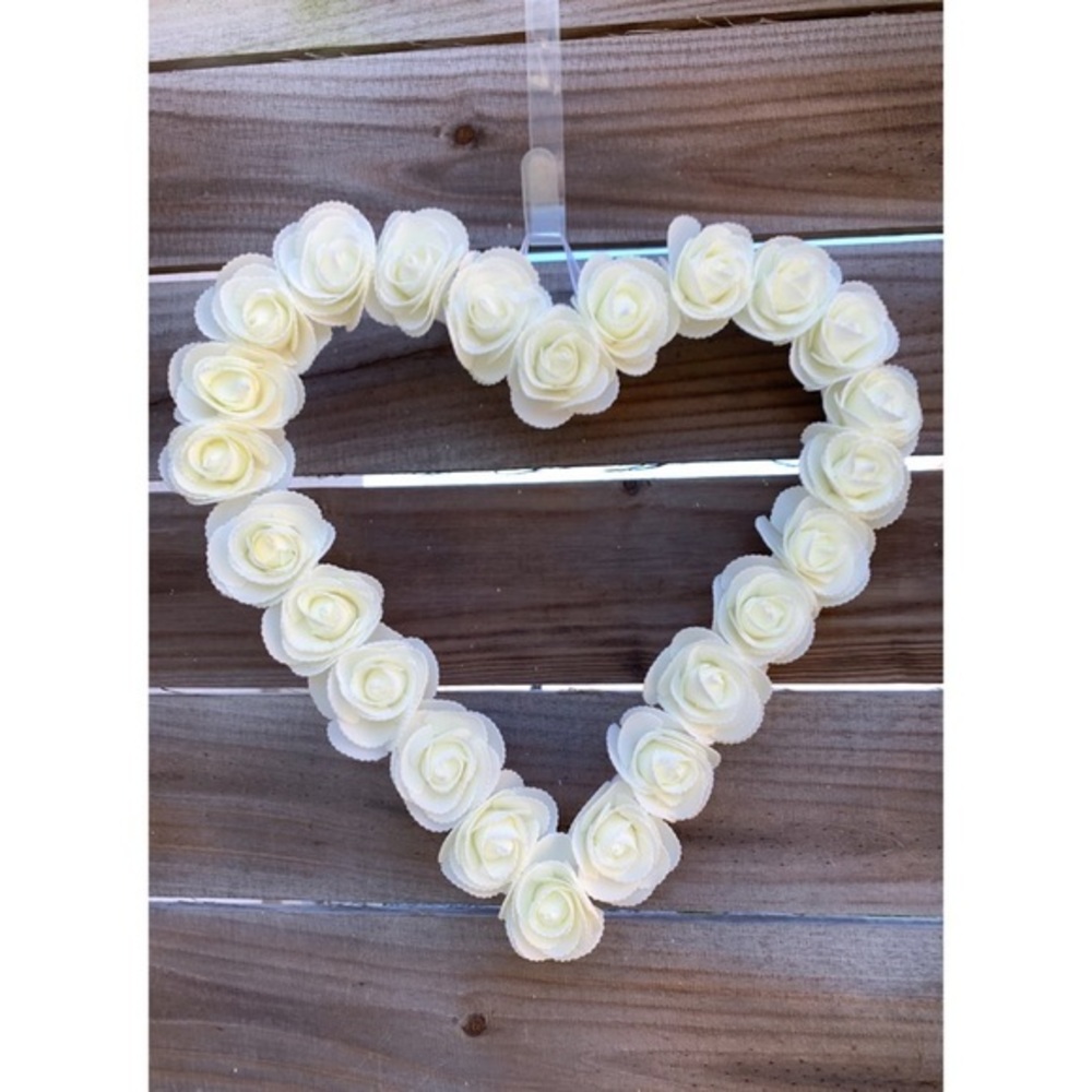 Mother’s Day Cream Rose Heart Wreath Home Wedding Bridal Door Decor‎